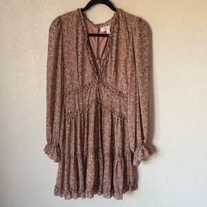 She + Sky Pink Floral Long Sleeve Dress